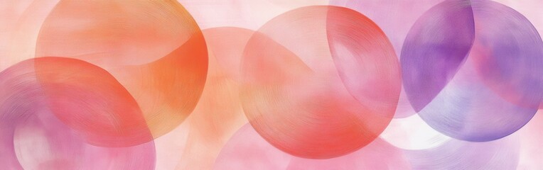 Leinwandbilder - Overlapping pencil strokes circles in pastel coral, red, pink and purple colors abstract background