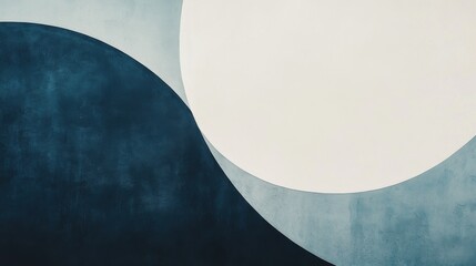 Leinwandbilder - Minimalist muted blue and gray half-circles with subtle textured surfaces create a modern art design
