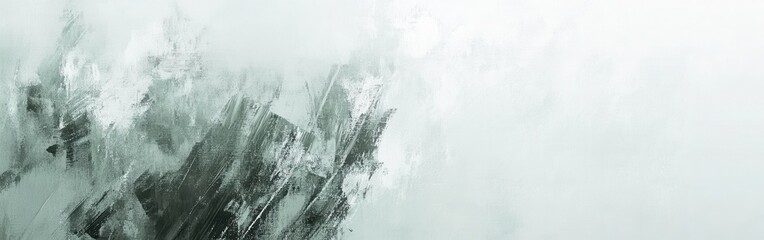 Aufkleber - Abstract painting in mint and gray, chaotic brushstrokes on canvas, minimalist artistic backdrop