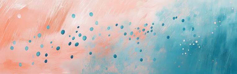Poster - Abstract background of tiny dotted patterns in pastel coral and teal, soft brush strokes and artistic texture on a digital canvas