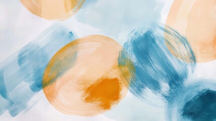 Poster - Abstract pencil strokes backdrop with blurred circle elements and blue, orange, and white color blend for backgrounds.