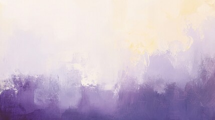 Poster - Abstract oil painting with blended brushstrokes in shades of lavender, white, and pale yellow for a textured, serene artwork