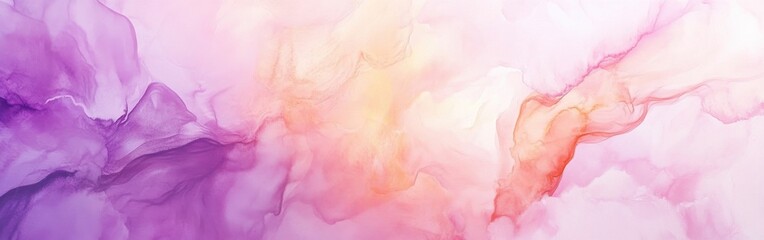 Poster - Ethereal blend of lavender, peach, and pink watercolor wash for invitations, backgrounds, and calming abstract artistry