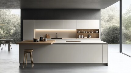Leinwandbilder - Modern Scandinavian Kitchen Interior with Minimalist Design and Natural Light