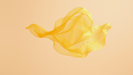 Wall Mural - luxurious yellow fabric drape against a soft beige background