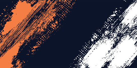 Wall Mural - Abstract colorful modern style background with dark blue, orange and white color combination. Grunge texture and halftone elements of dotted circles. Vector illustration on eps10 horizontal layout.