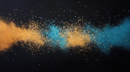 Aufkleber - This vibrant and shimmering blend of glittery blue, gold, and black lights forms a dynamic gradient, perfect for celebratory banners with room for text on the left