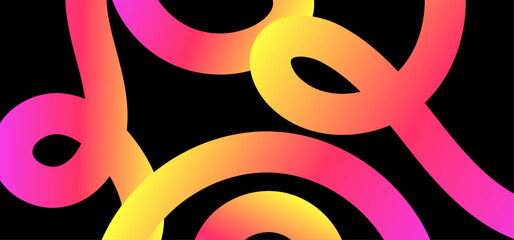 Fototapete - Abstract wavy line flowing in curve shape with vibrant vector gradient of pink, orange, yellow colors on background with copy space	