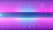 © Bolbik - A futuristic digital landscape featuring vibrant neon pink and blue grid lines forming an abstract cyber space. Ideal for technology and virtual reality concepts