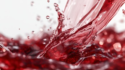 Wall Mural - red liquid splashing, close-up view showing texture and movement.