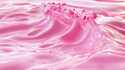 Wall Mural - close-up of pink liquid splash with ripples and waves.