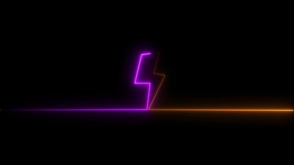 Wall Mural - Neon bolt lighting neon sign with power effect animation seamless. Night bright neon .