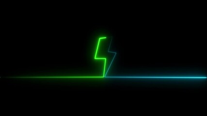 Wall Mural - Neon bolt lighting neon sign with power effect animation seamless. Night bright neon .