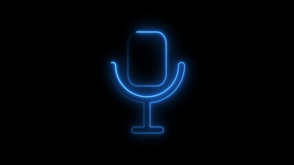 Wall Mural - Voice recording podcast mic microphone icon animation. neon microphone icon