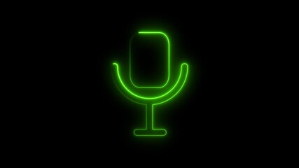 Wall Mural - Voice recording podcast mic microphone icon animation. neon microphone icon