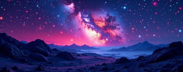 abstract artistic interpretation of the milky way in vibrant colors with sparkling stars and cosmic 