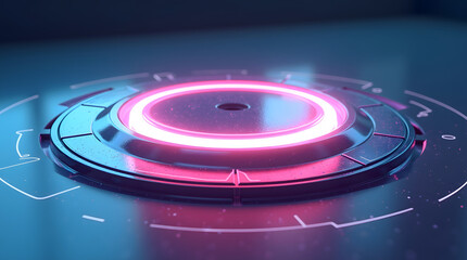 Wall Mural - futuristic interface with glowing pink accents, showcasing a sleek and modern design.