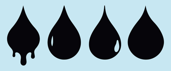 Wall Mural - abstract black droplet silhouettes, isolated element set vector