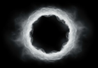 Wall Mural - a circular cloud formation with a dark center against a stark black background creating contrast and