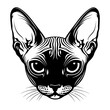 © Rawpixel.com - Chubby Sphynx cat head linear art illustration drawing vector