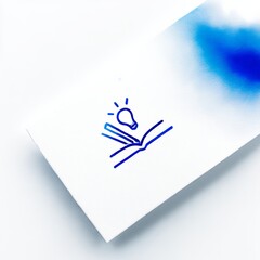 Aufkleber - Innovative Idea from Knowledge: Light Bulb Emerging from an Open Book on White Texture with Blue Hues