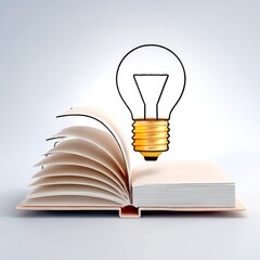 Aufkleber - Unlocking Creativity: An Open Book with a Symbolic Lightbulb Representing Inspiration and Innovative Thinking