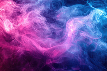 Poster - A mesmerizing display of vibrant pink and blue smoke intertwining and swirling, creating an ethereal and captivating abstract art piece.