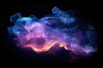 Poster - Abstract cloud of colorful smoke swirling and blending on a dark background, creating a mesmerizing ethereal effect.