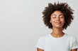 © Антон Сальников - A serene African American woman is shown breathing deeply in a close-up shot