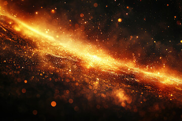 Poster - A mesmerizing abstract image featuring a stream of golden light and shimmering particles against a dark background, creating a sense of cosmic wonder.