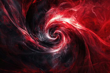 Fototapete - Abstract swirling vortex with fiery red and white colors, resembling cosmic dust and energy in a captivating, dynamic composition.