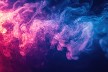 Poster - Abstract image of swirling pink and blue smoke against a dark background, creating a dreamy and ethereal effect.