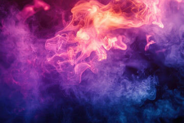 Poster - Abstract image shows smoke and color combined to create flowing organic shapes and movement in a vibrant and ethereal composition.