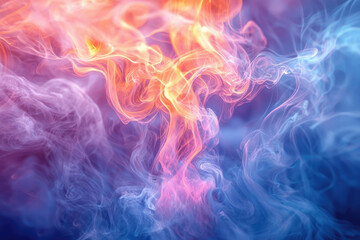 Poster - Abstract swirls of color, blending shades of pink, orange, and blue to create a captivating, ethereal smoke-like design.