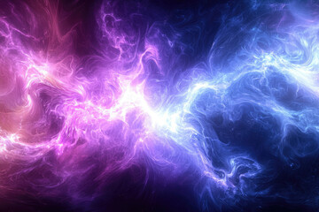 Poster - A vibrant cosmic storm of purple and blue energy swirling together in a celestial dance of light and color.