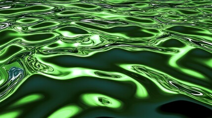 Wall Mural - Abstract display of rippling, vibrant green liquid.