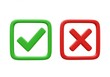 © BD STOCK - Green check mark and red x mark in square box symbols set isolated on white background