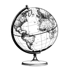 globe print flat black white illustration vector
