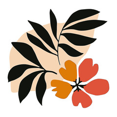Wall Mural - spring tropical flower bushes illustration colorful leaves vector