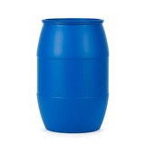 Blue plastic drum on white
