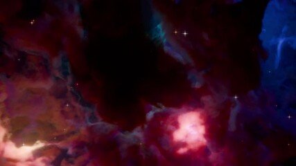 Wall Mural - 3D animation of vibrant cosmic fog moving through the universe
