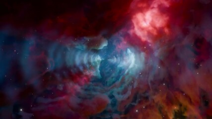 Wall Mural - 3D animation of luminous nebula evolving in the dark cosmos