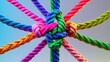 © NeuralNiche - Disjointed team and divided collaboration as a small business analogy for separating a big team illustrated by varied ropes as a corporate emblem.