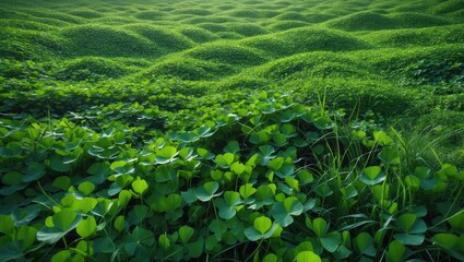 Poster - Abstract flower texture featuring clover and grass in a natural summer background