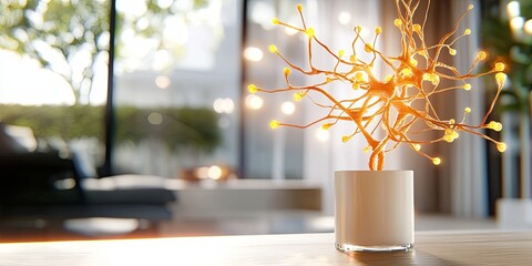 Fototapete - Intricate Neuron Network Illustration with Luminous Elements and Abstract Background for Scientific and Medical Concepts