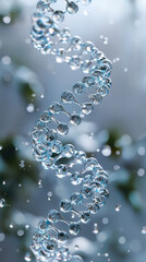 Fototapete - stunning representation of double helix structure made of water droplets, showcasing beauty of molecular biology. image captures essence of life and intricate design of DNA
