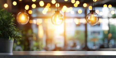 Leinwandbilder - Bright and modern office interior with elegant lighting and blurred background showcasing collaborative workspace and inviting atmosphere