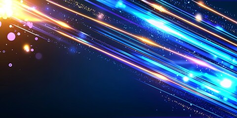 Poster - Abstract Digital Background with Glowing Blue Lines and Dots for Technology, Science, and Innovation Representations in a Futuristic Style