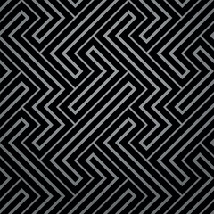 Leinwandbilder - Abstract geometric pattern with stripes, lines. Seamless vector background. Gray and black ornament. Simple lattice graphic design