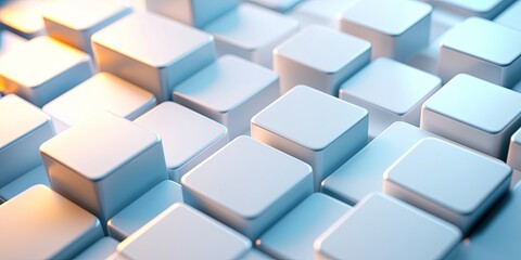 Fototapete - Abstract Light Blue and White Geometric Background with Soft Shapes and Gradients for Modern Design, Technology, and Business Concepts